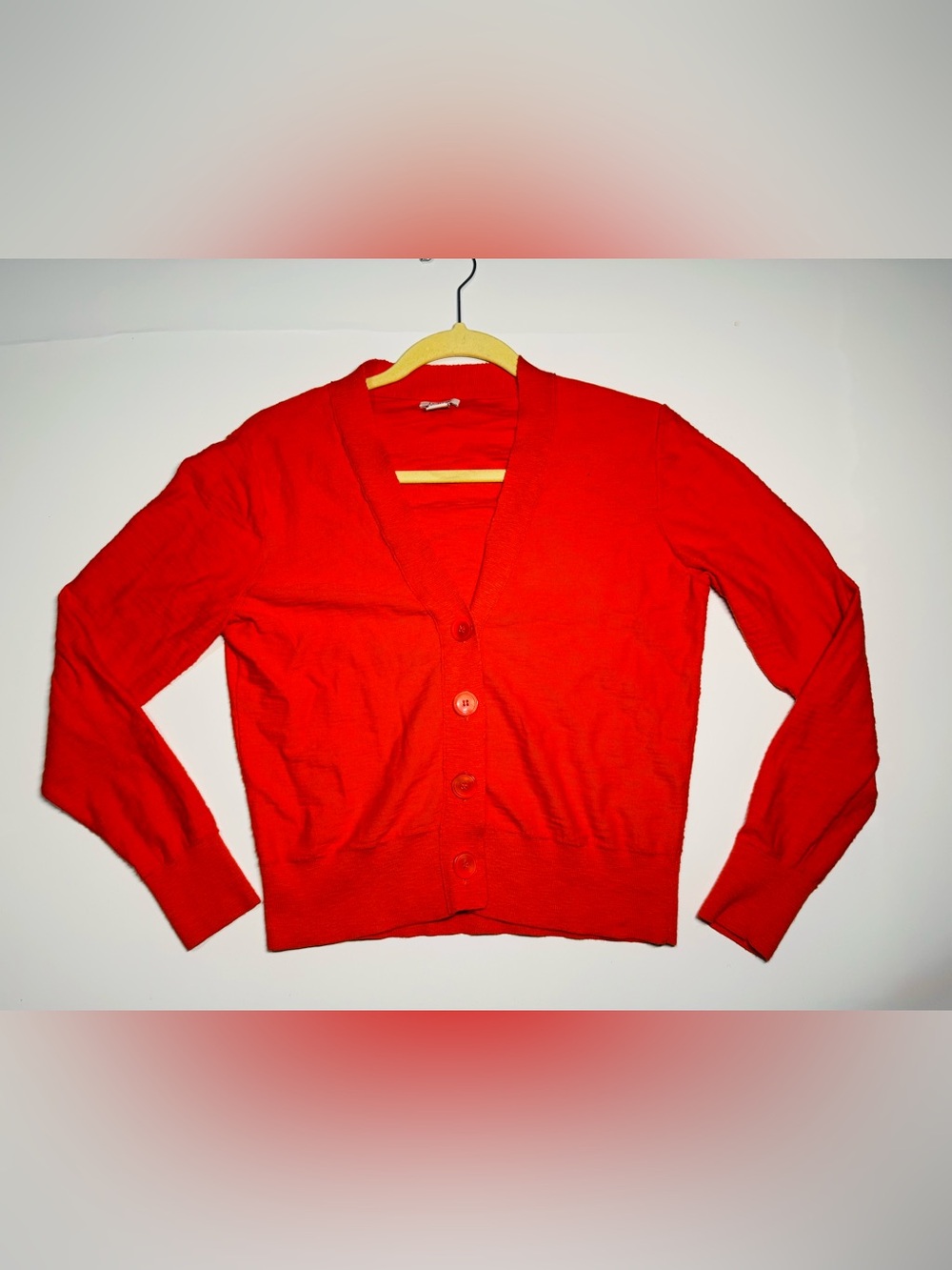 J.Crew Women's Orange V-Neck Button-Up Cardigan Sweater Med 1OO% cotton